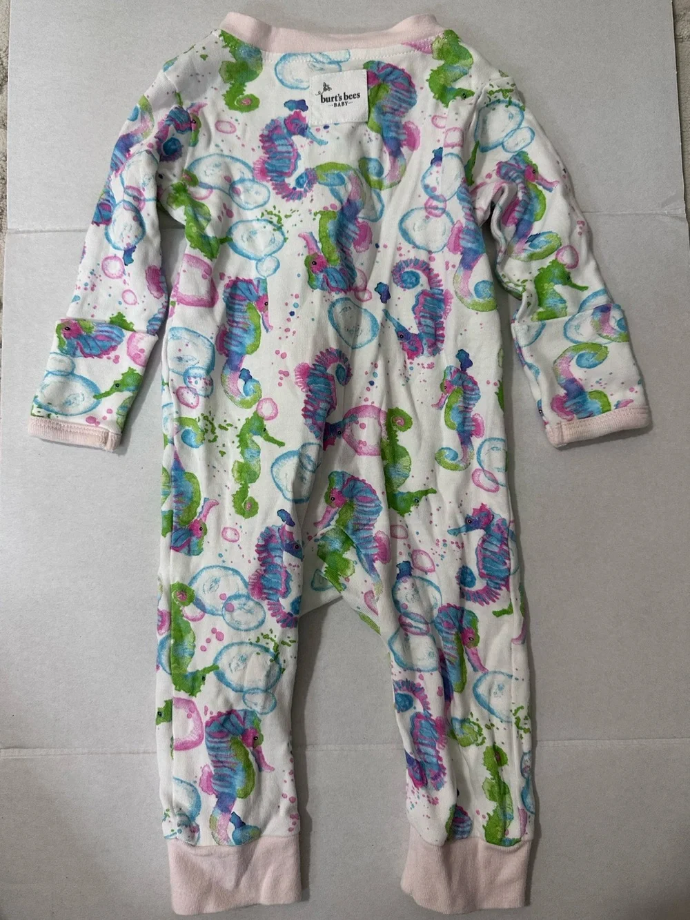BURT’S BEES BABY Seahorse Print Sleep & Play Pajamas 0-3 Months
